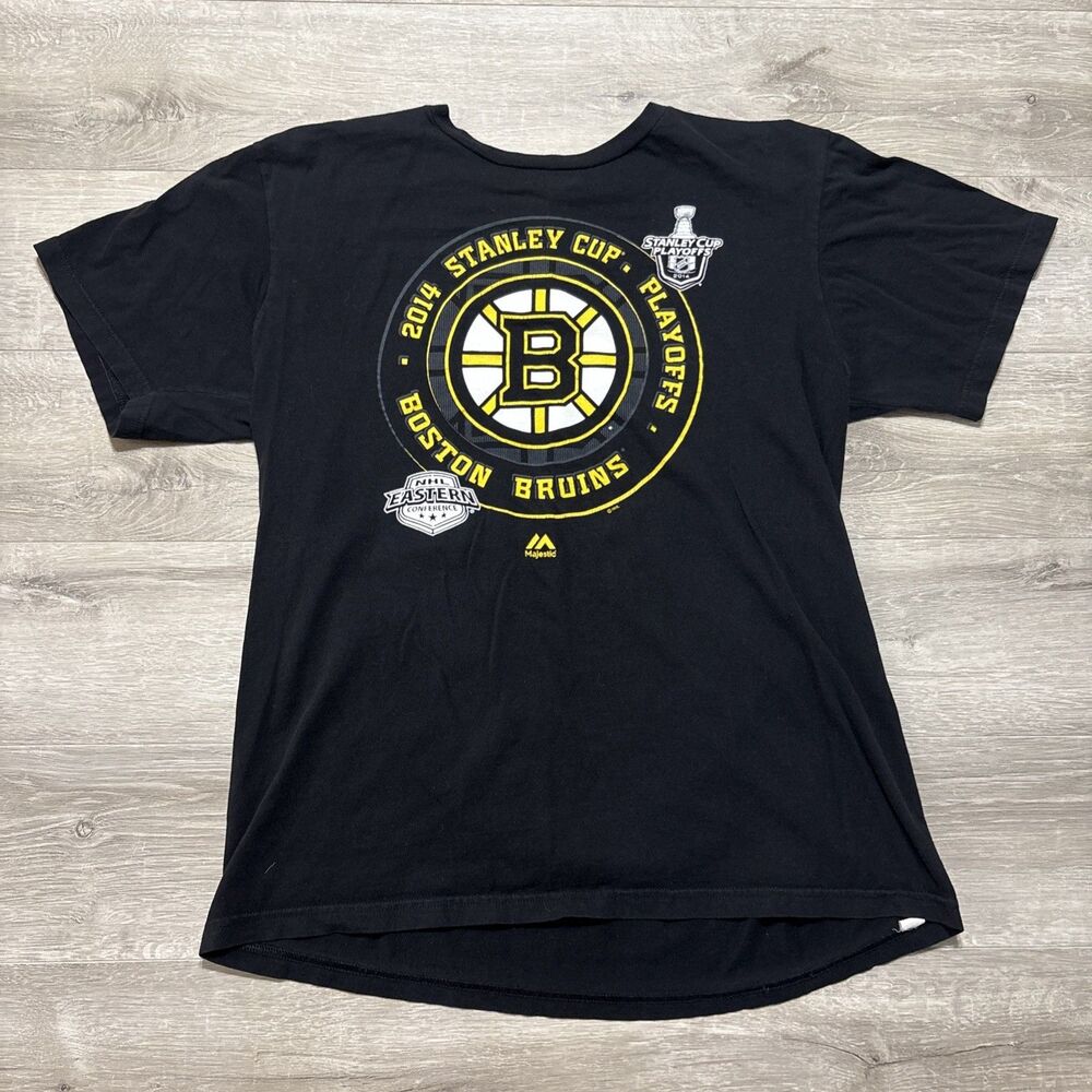 Boston Bruins 2014 NHL Stanley Cup Playoffs Majestic T Shirt Mens Large Black